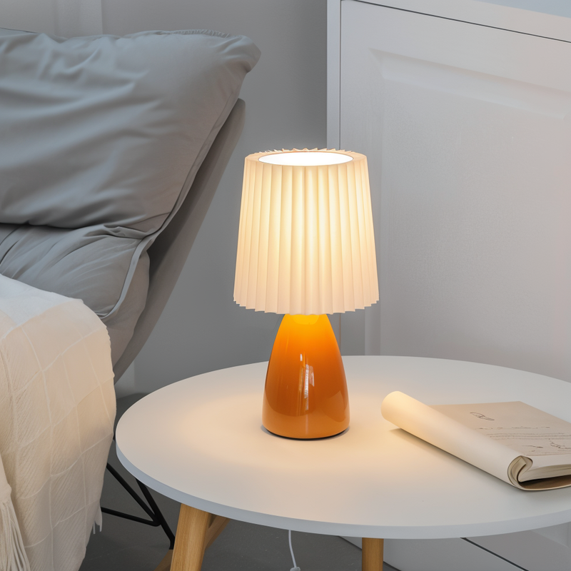 ConePleated Table Lamp - LED Ceramic Milkshake Desk Lamp