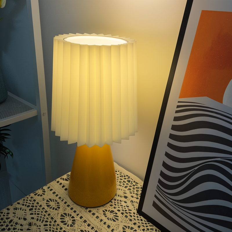 ConePleated Table Lamp - LED Ceramic Milkshake Desk Lamp