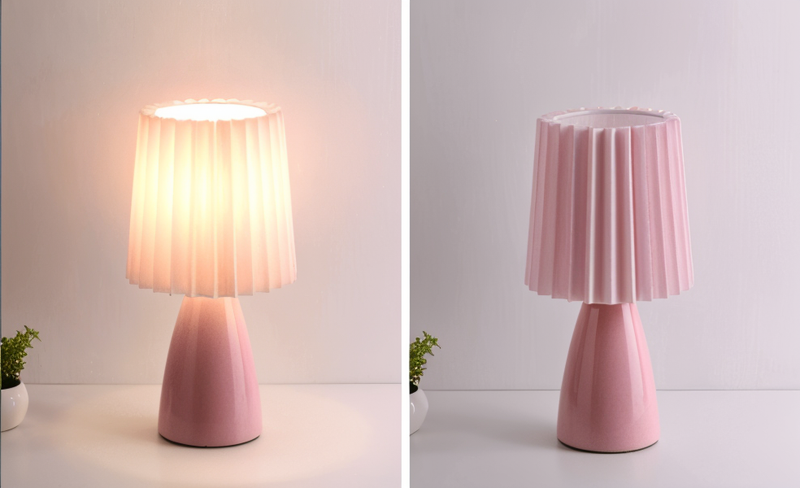 ConePleated Table Lamp - LED Ceramic Milkshake Desk Lamp