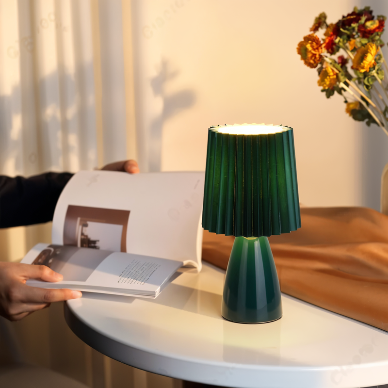 ConePleated Table Lamp - LED Ceramic Milkshake Desk Lamp