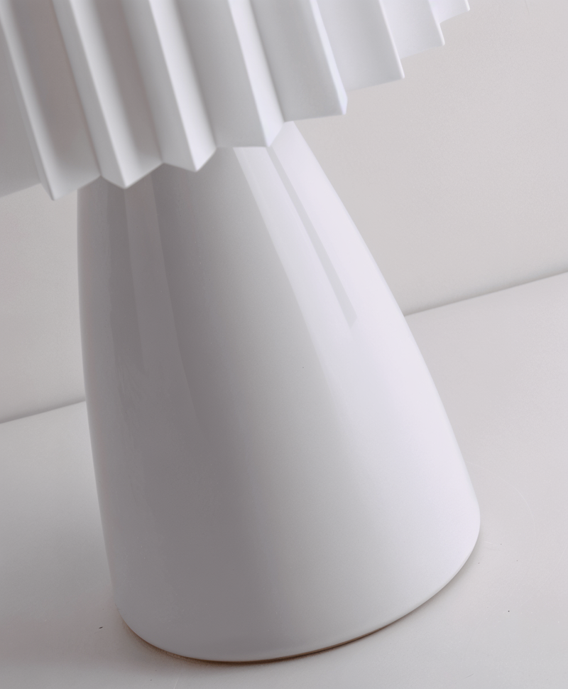 ConePleated Table Lamp - LED Ceramic Milkshake Desk Lamp