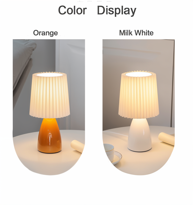 ConePleated Table Lamp - LED Ceramic Milkshake Desk Lamp