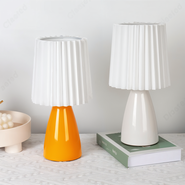 ConePleated Table Lamp - LED Ceramic Milkshake Desk Lamp