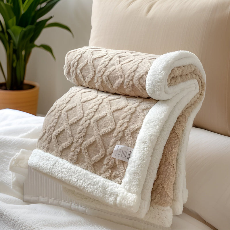 Cozy Cuddle - Double-Sided Cozy Cashmere Fleece Blanket for Nighttime Warmth with Style