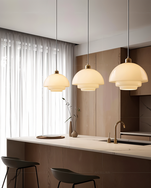 Scandinavian Dream - Nordic pendant lamp made of milk glass with layers