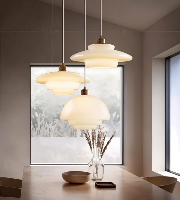 Scandinavian Dream - Nordic pendant lamp made of milk glass with layers