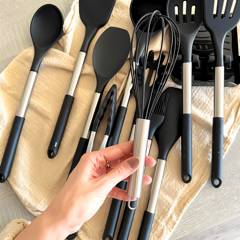 CuisineCraft 12-Piece Silicone Kitchen Utensil Set - Heat-Resistant, Stainless Steel Handles, Ergonomic Design