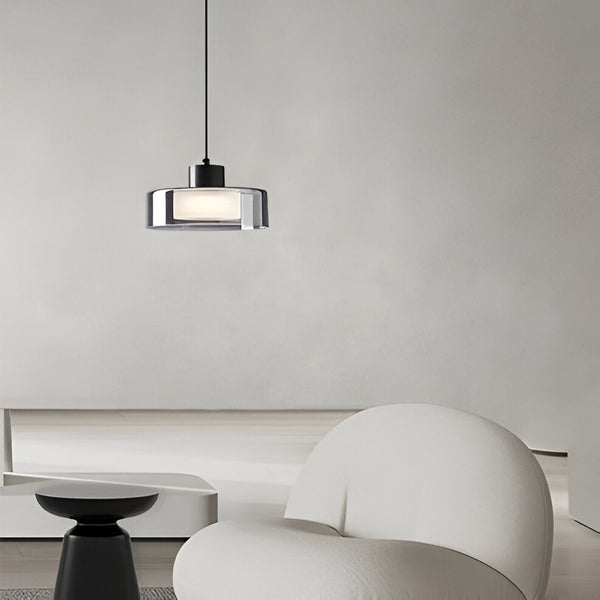 CyGleam Pendant Light - Circular Smoke Glass Hanging Lamp - Modern Minimalist Lighting