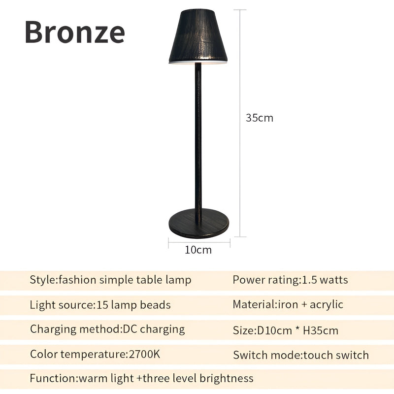 Modern table lamp - metal LED lamp with touch switch and USB connection