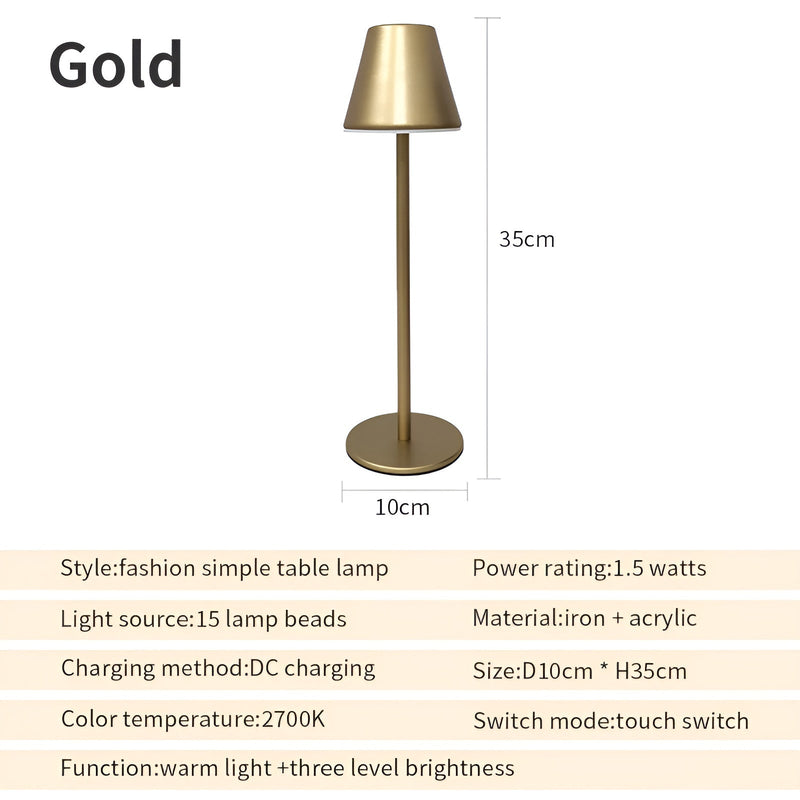 Modern table lamp - metal LED lamp with touch switch and USB connection