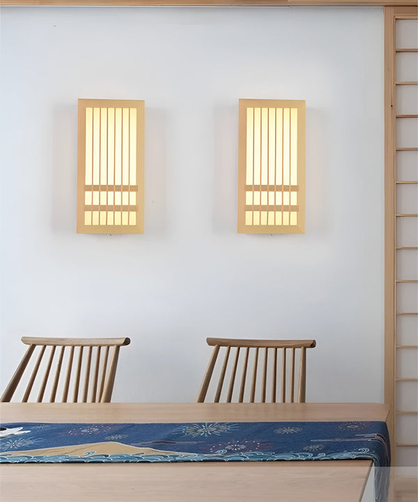 DoaGlow Japanese Wood Wall Lamp - Modern Wood & Acrylic Japandi Lighting