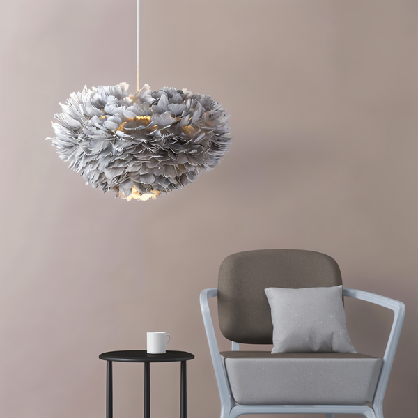 Dreamy Feather Chandelier - Handmade, adjustable pendant light