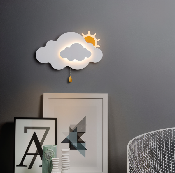 DreamyFloat Wall Lamp - Lively Clouds and Sun LED Wall Light - Children's Room Lighting