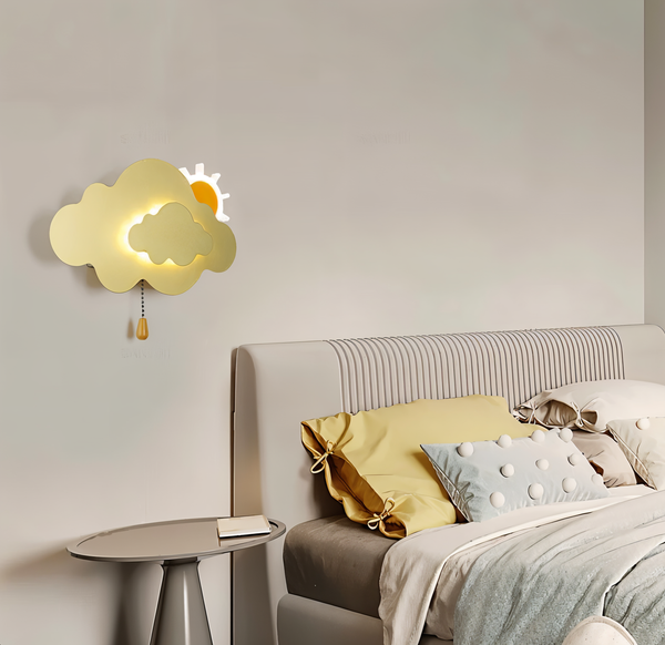 DreamyFloat Wall Lamp - Lively Clouds and Sun LED Wall Light - Children's Room Lighting