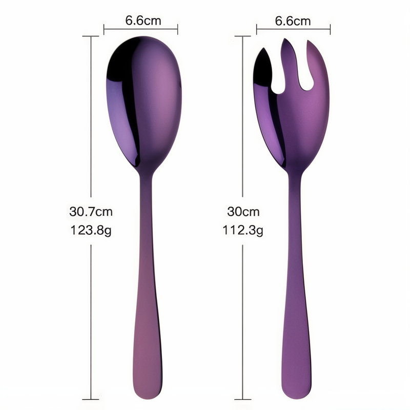 Duo-Serving Cutlery - Premium 2-piece. Stainless Steel Salad Fork & Spoon Set - Cutlery