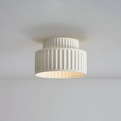 Ribbed White Resin Ceiling Light - Resin Rim Flush Mounted Lamp