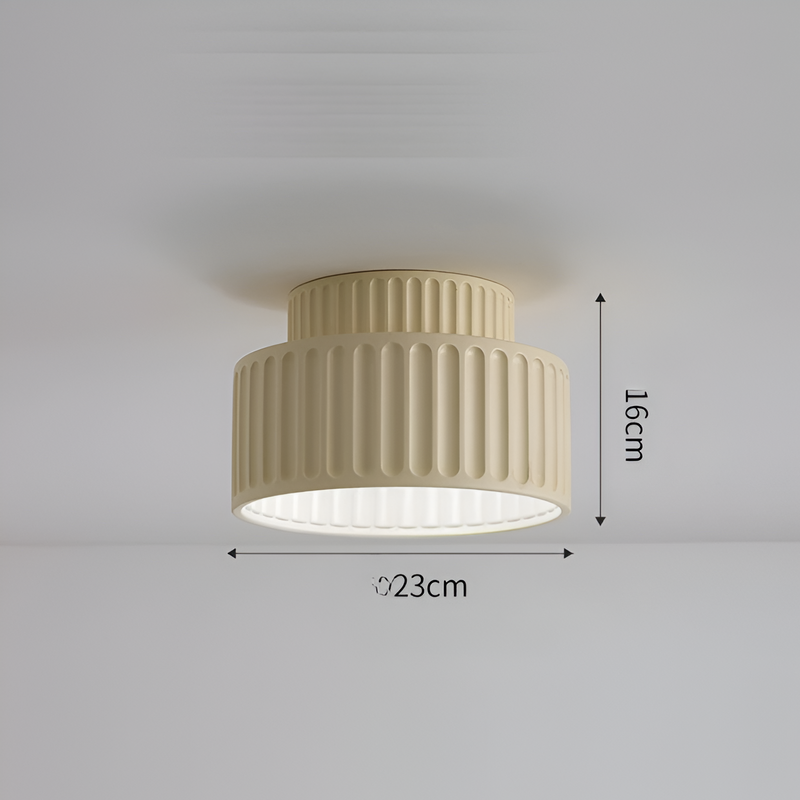 Ribbed White Resin Ceiling Light - Resin Rim Flush Mounted Lamp