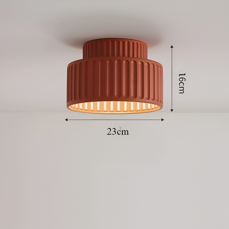 Ribbed White Resin Ceiling Light - Resin Rim Flush Mounted Lamp