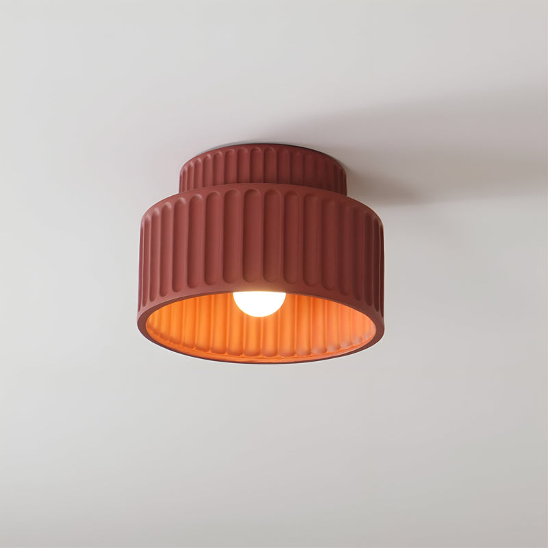 Ribbed White Resin Ceiling Light - Resin Rim Flush Mounted Lamp