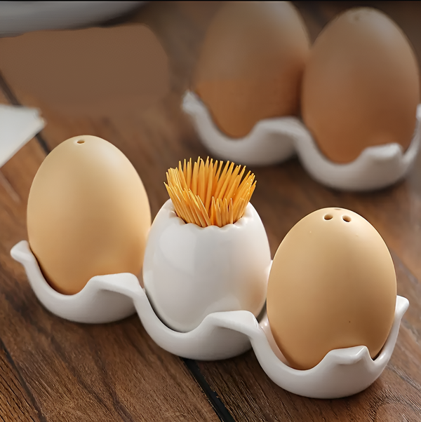 EggstraTrio - Ceramic Egg Spice Bottle Set