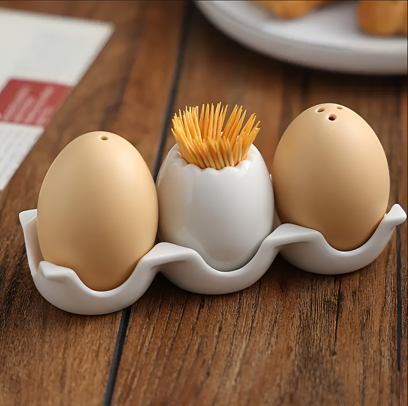 EggstraTrio - Ceramic Egg Spice Bottle Set