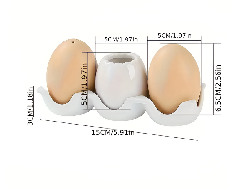 EggstraTrio - Ceramic Egg Spice Bottle Set