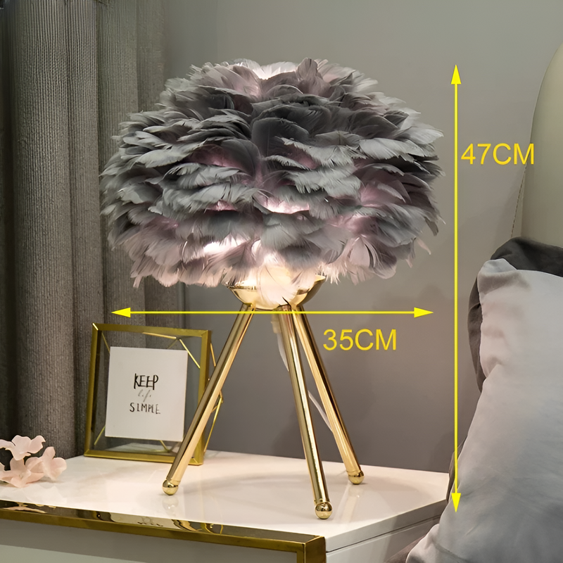 Feather Glow - Handmade Ostrich Feather Table Lamp for Romantic Ambiance