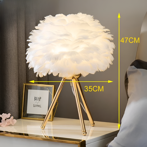 Feather Glow - Handmade Ostrich Feather Table Lamp for Romantic Ambiance