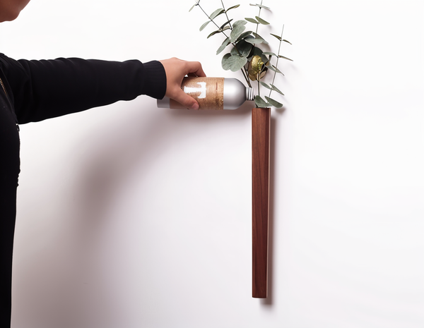 FrischFloret Vase - Wall vase made of solid black beech wood