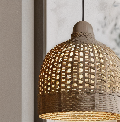 Braided Dome Pendant Light - Handcrafted Bamboo Ceiling Light