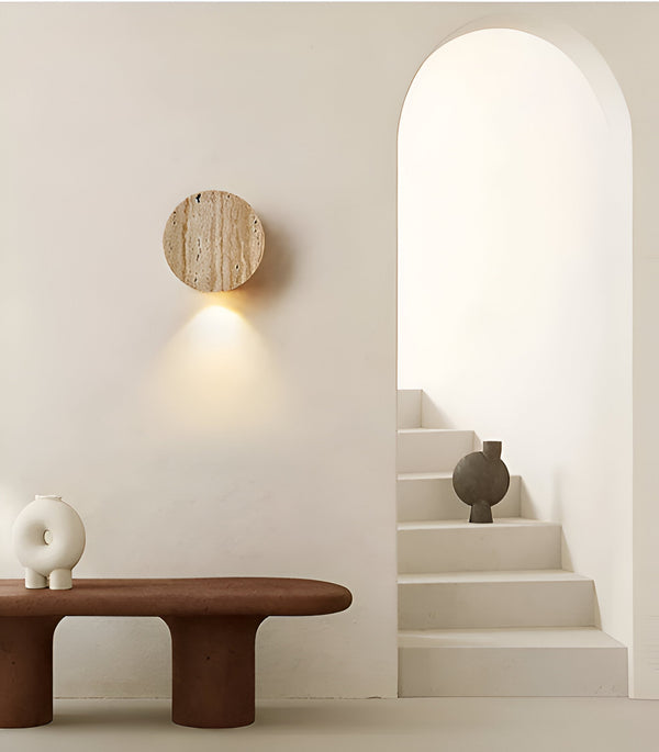 Globose Beige Wall Lamp - Wabi Sabi Round Wall Lamp - Marble Wall Sconce