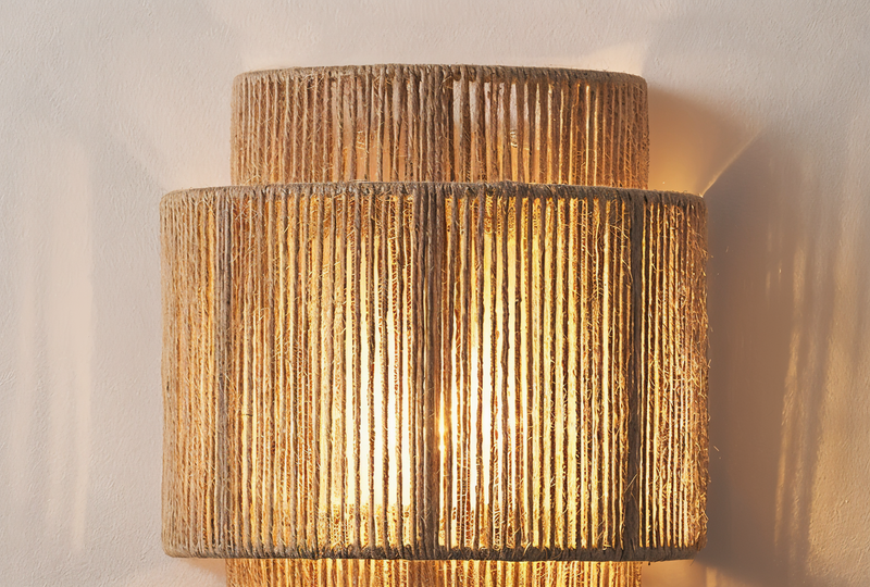 Hemp Wall Lamp - Hemp Rope Rattan Lampshade - Boho Wall Decoration