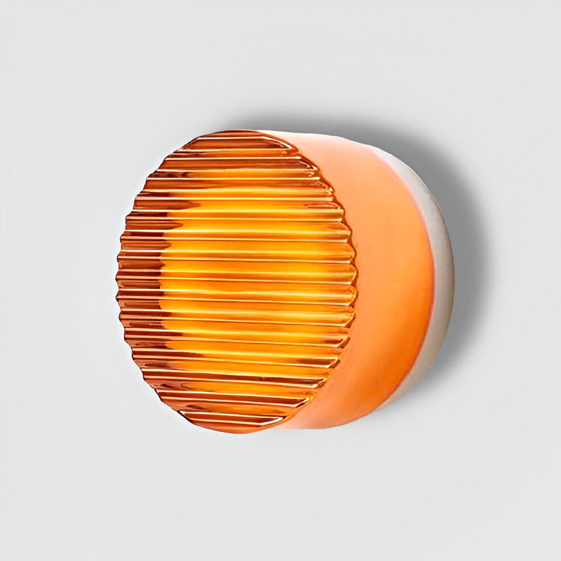 Jelly Gleam Ribbed - Minimalist Crisps Wall Lamp - Amber White Round Wall Lamp