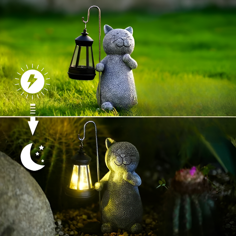 KittyBeam - Enchanting Solar Cat Statue Lantern for Garden Pleasures