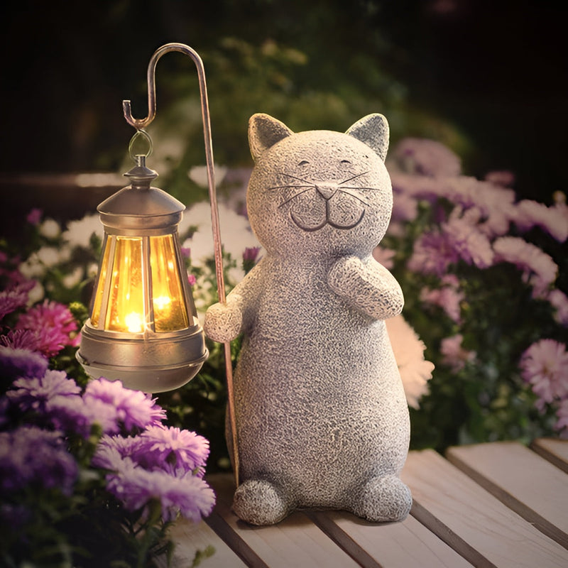 KittyBeam - Enchanting Solar Cat Statue Lantern for Garden Pleasures