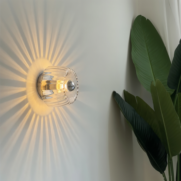 KnobRay Wall Light - Ribbed Glass Wall Light - Bauhaus Wall Lamp