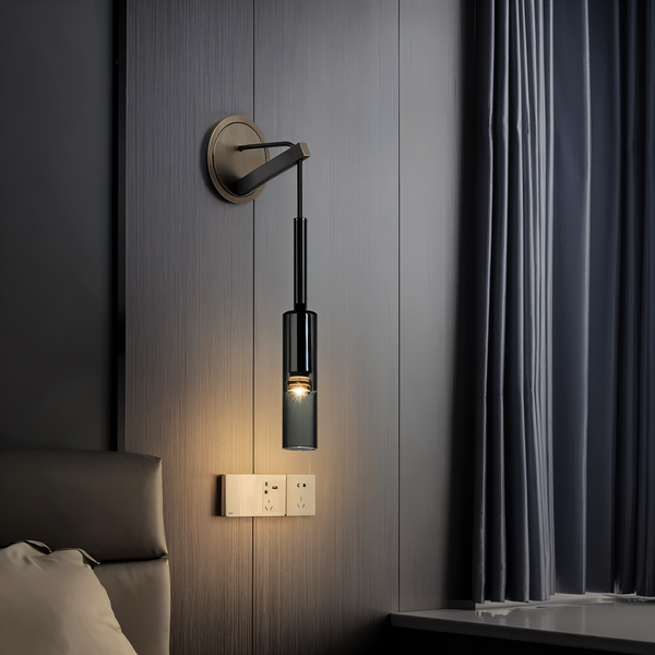 Crystal gray wall lamp - Minimalist smoky tube modern wall lamp