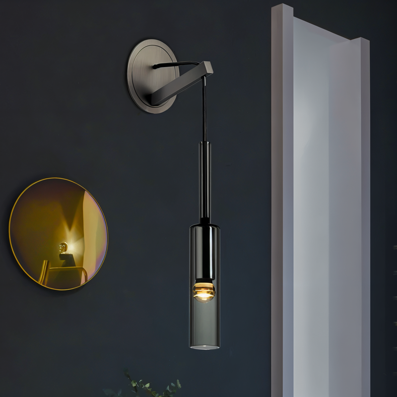 Crystal gray wall lamp - Minimalist smoky tube modern wall lamp