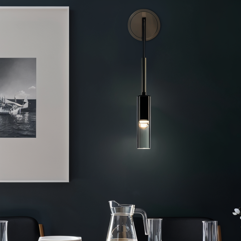 Crystal gray wall lamp - Minimalist smoky tube modern wall lamp