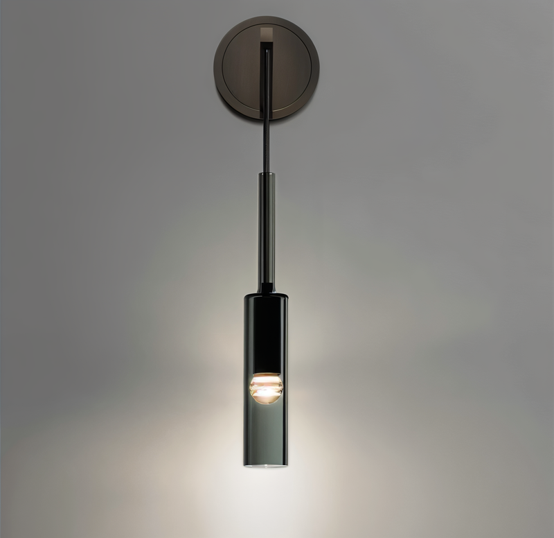 Crystal gray wall lamp - Minimalist smoky tube modern wall lamp