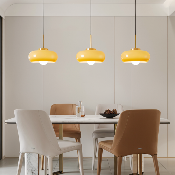 Copper Dome Light - Retro Orange White Bauhaus LED Pendant Light