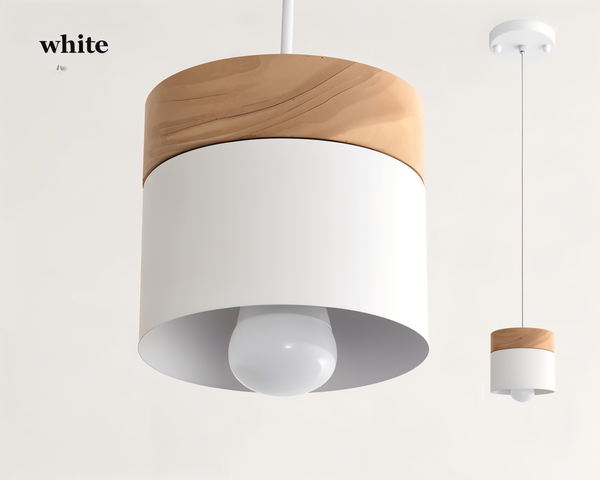 Cylinder Chic Metal & warm Wood Pendant Light