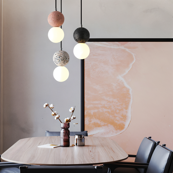 LumeGlobe Pendant Light - Double Ball Pendant Light for the Dining Table - Glass Hanging Ball Lamp