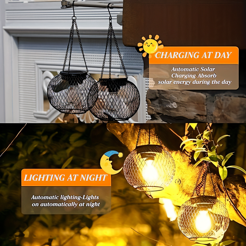 Lumentalic Solar Lamp - Waterproof Hanging Lights Set - Solar Lamp for Hanging