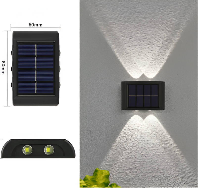 LumiSun Solar Wall Light - Solar-powered Outdoor Lamp with Two Beams