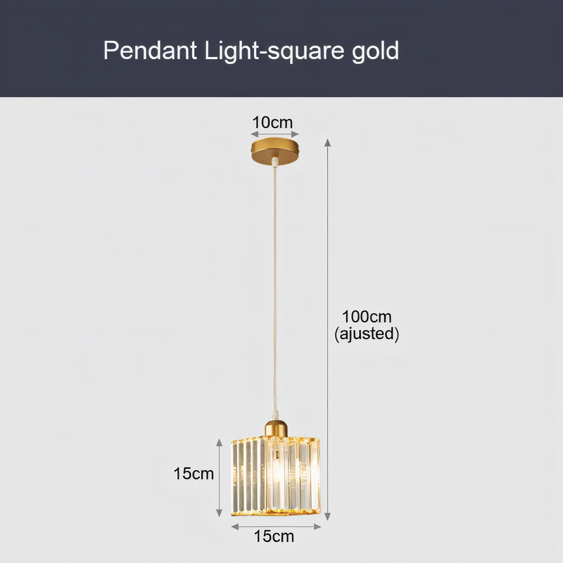 MagesticSpark Pendant Light - Black Gold Pendant Light Square - Crystal Hanging Decorations Lamp