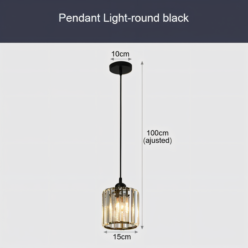 MagesticSpark Pendant Light - Black Gold Pendant Light Square - Crystal Hanging Decorations Lamp