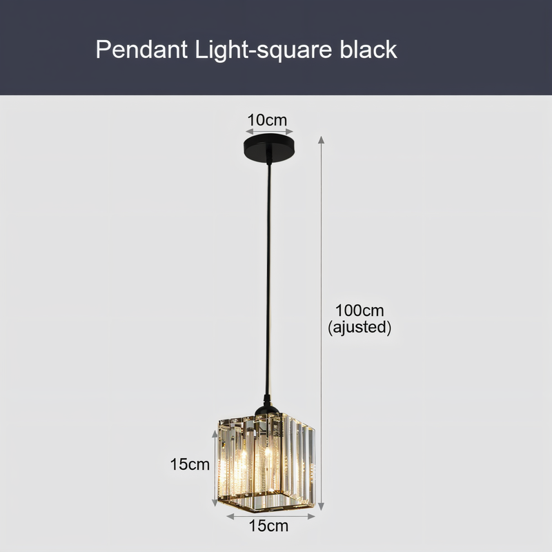 MagesticSpark Pendant Light - Black Gold Pendant Light Square - Crystal Hanging Decorations Lamp