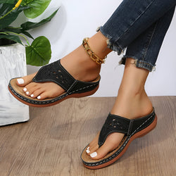 Millie - Fashionable open sandals with split toe and rhinestone accent