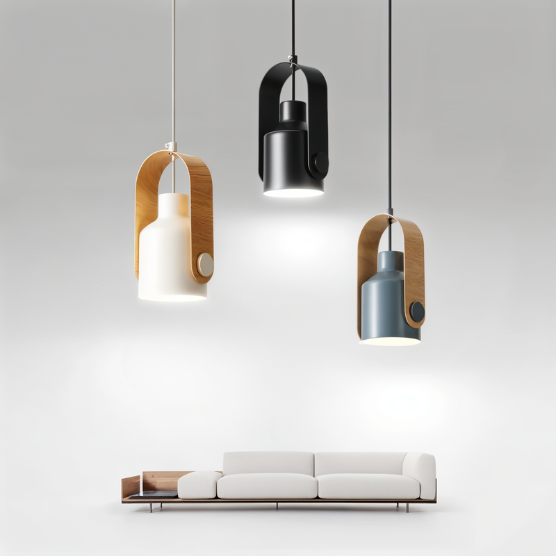 MiniLog Hanging Spot Light - Nordic Wood Grain Metal Pendant Light